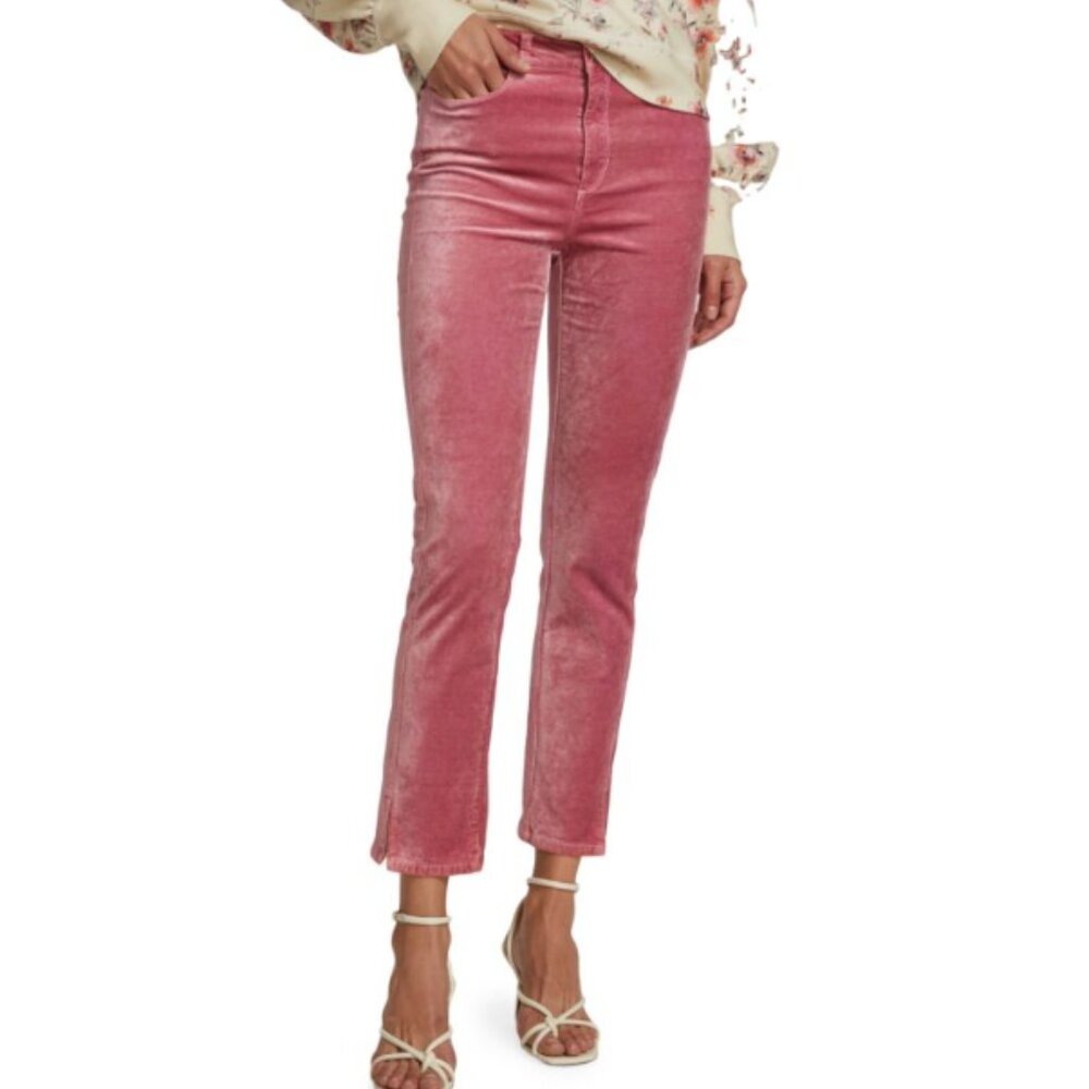 Paige NWT // Pink Mauve Velvet High Rise Cindy Twisted-Seam Velvet Jeans 28